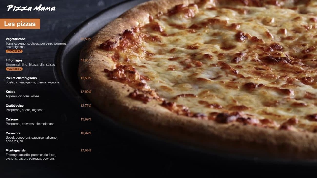Site web pour une pizzeria